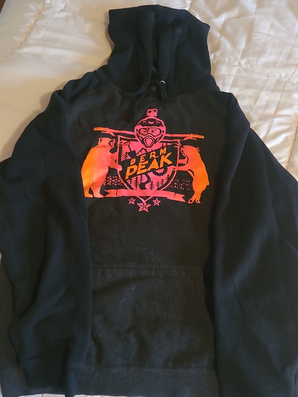 Men's Black Hoodie with Orange Graphic